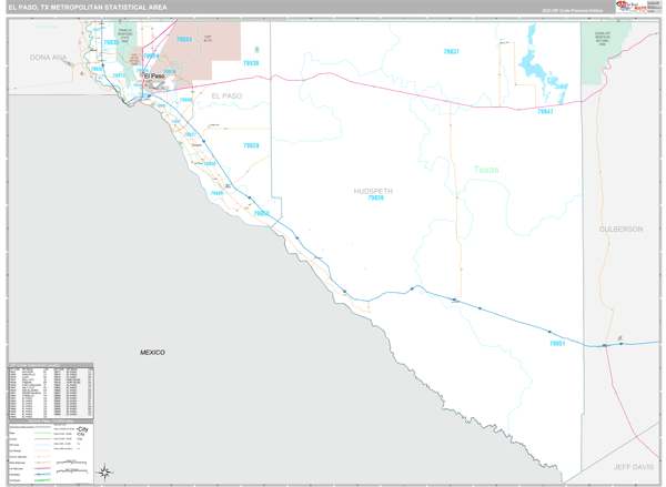 El Paso Metro Area Digital Map Premium Style